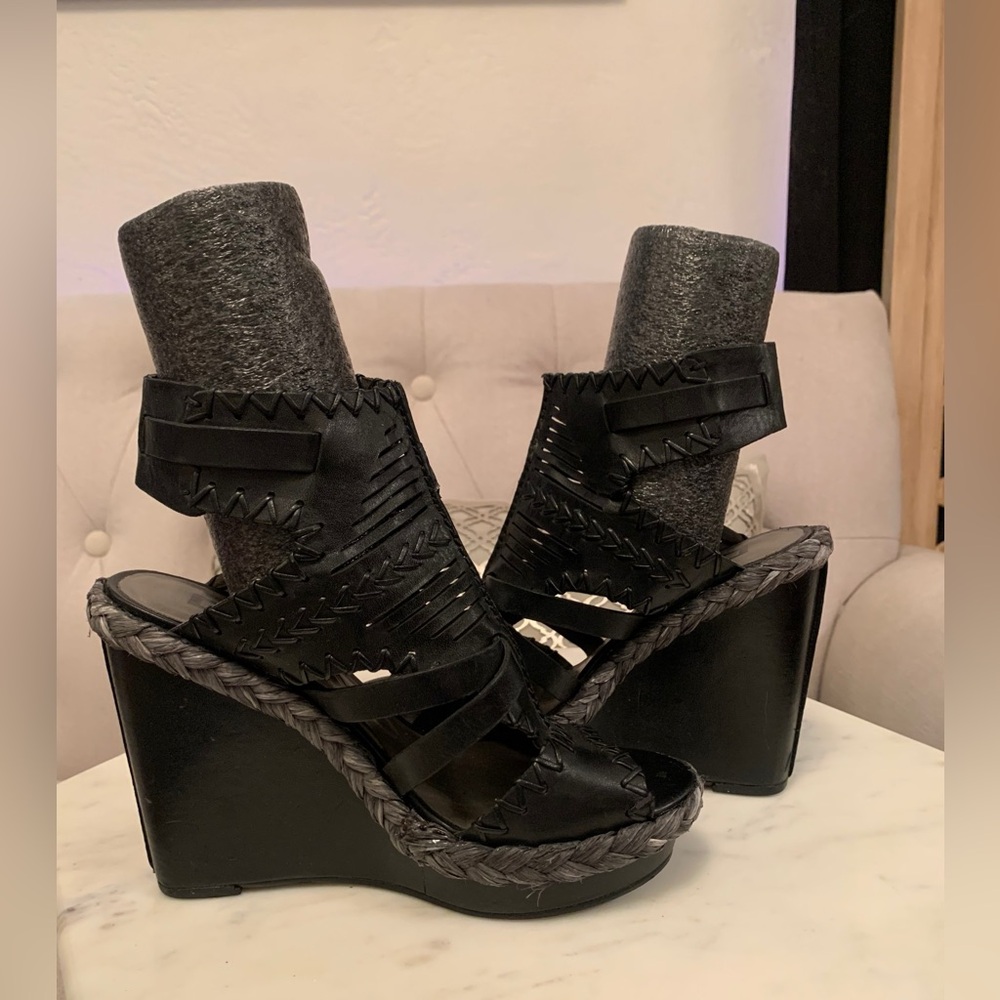 DKNYC Donna Karan Piper Wedge Platform Ankle Wedge Sandals